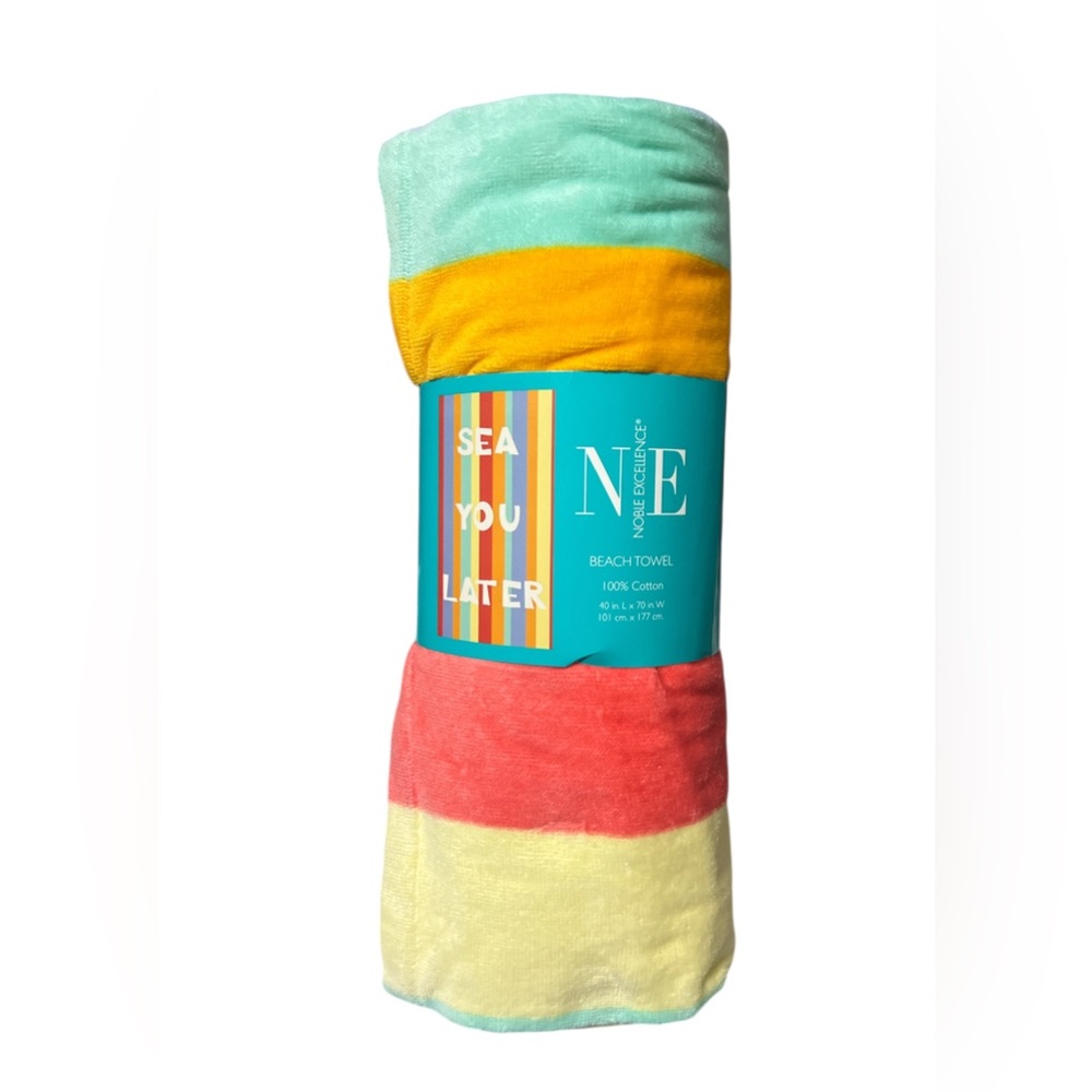 NEW Noble Excellence Sea You Later Beach Towel Cotton Stripes